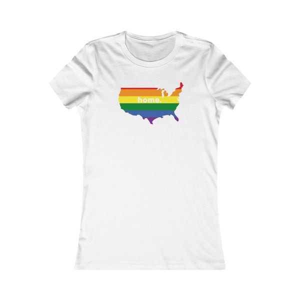 Women's Flag Map Home Pride T-Shirt USA