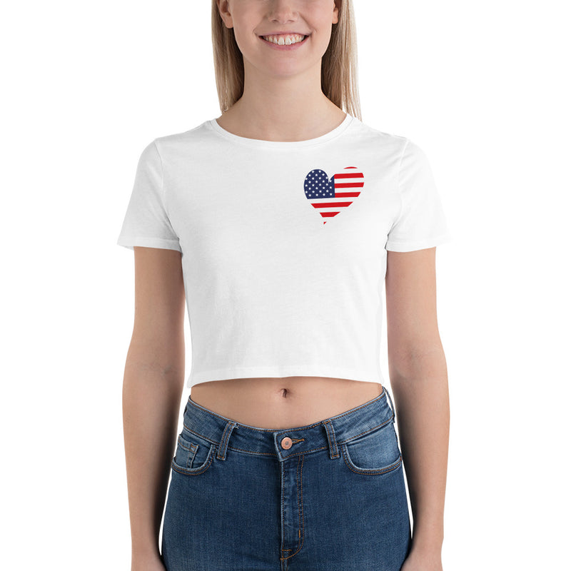 Women’s Flag Heart Crop Top USA