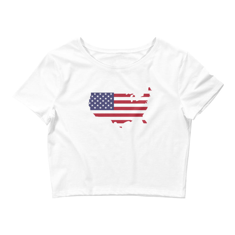 Women’s Flag Map Crop Top USA