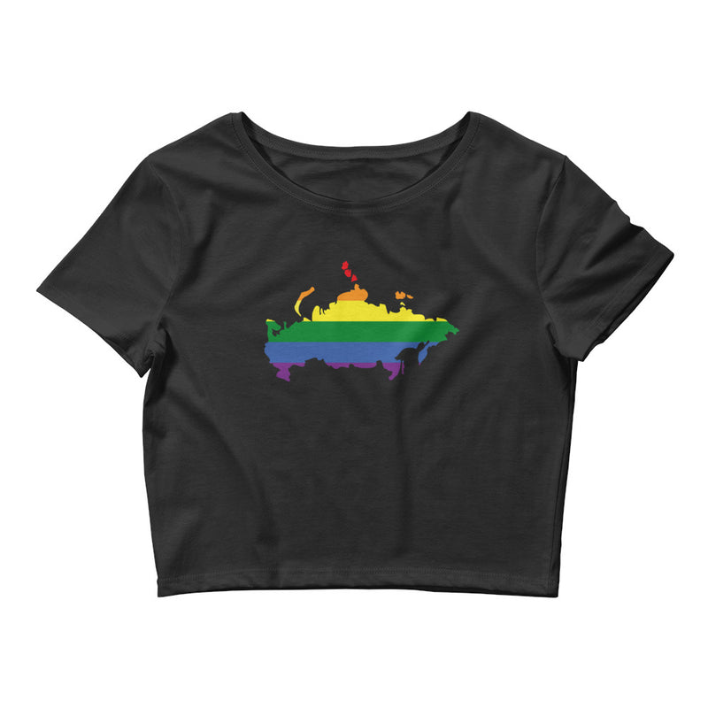 Women’s Flag Map Pride Crop Top Russia