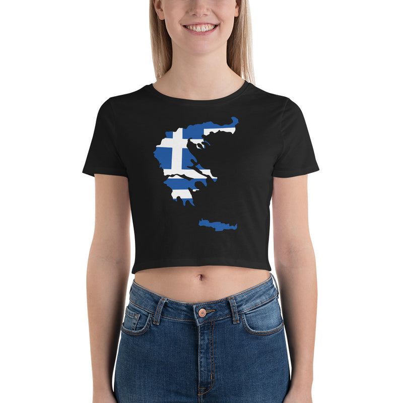 Women’s Flag Map Crop Top Greece