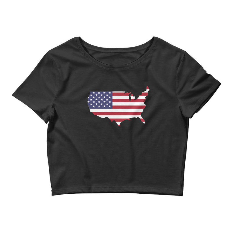 Women’s Flag Map Crop Top USA